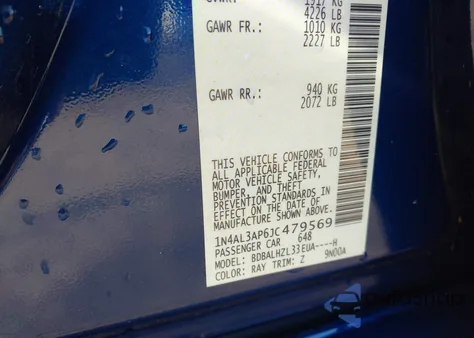 2018 Nissan Altima 2.5 Sr from USA, damaged, VIN 1N4AL3AP6JC479569